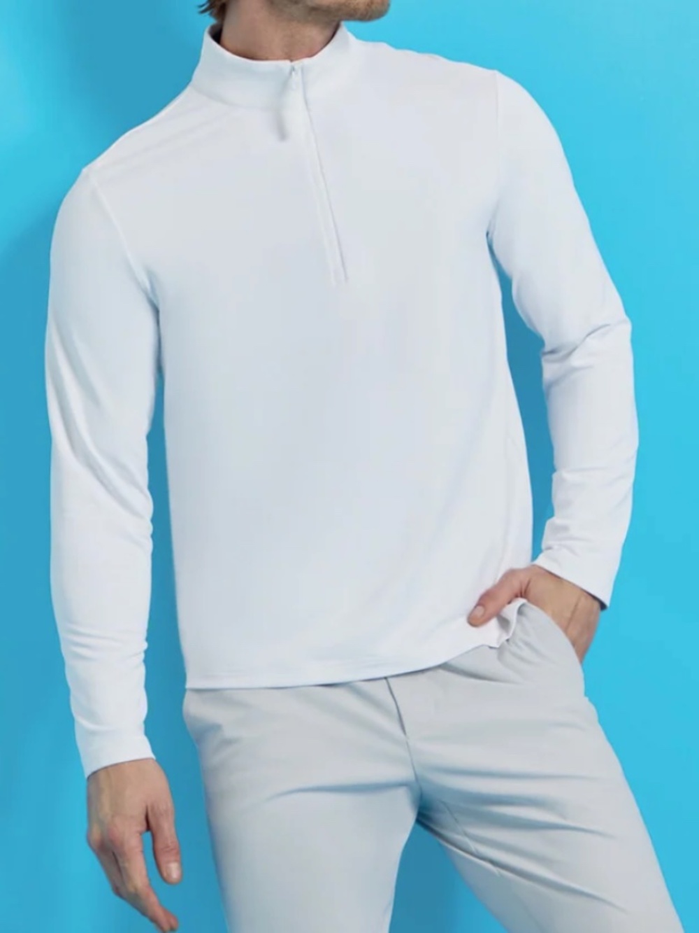G/FORE Men's XL Snow White Brushed Back Tech Quarter Zip MSRP $155